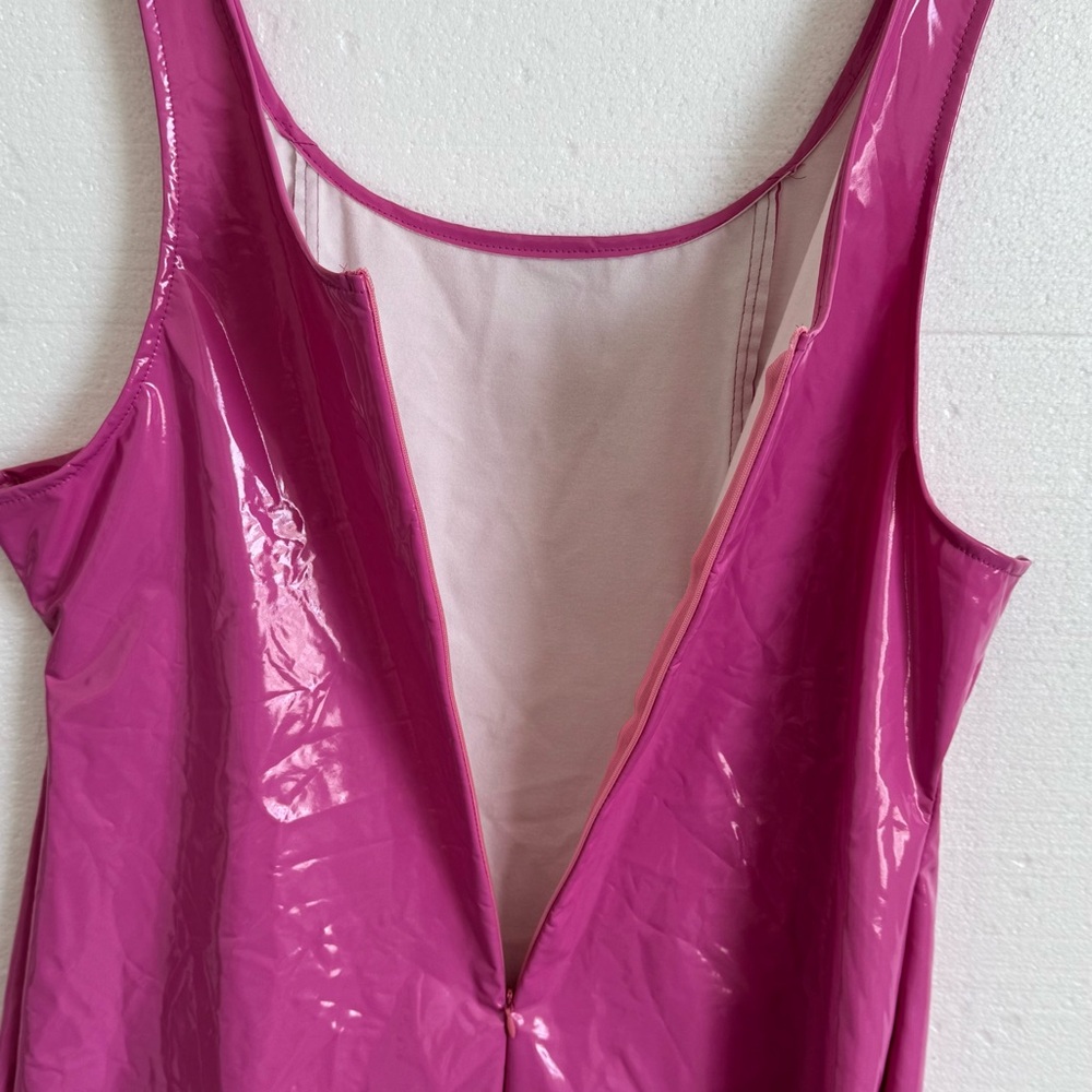 Barbie Pink Vinyl Scoop Neck Mini Dress NWOT - Picture 5 of 9